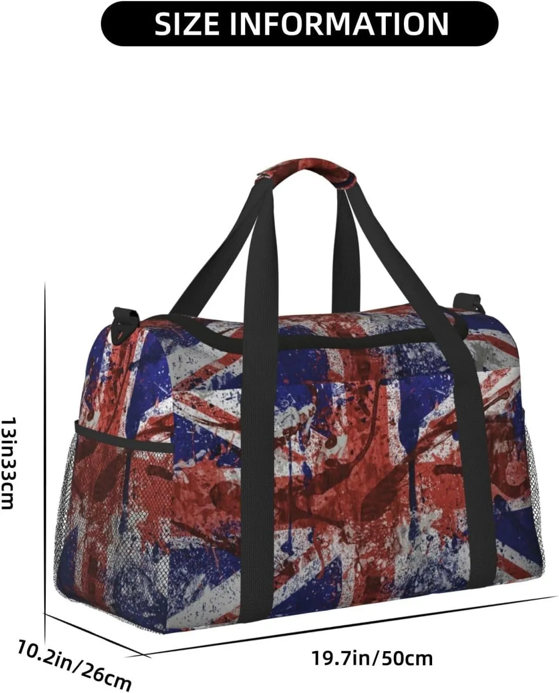 United Kingdom Flag Paint Travel Duffel Bag Large Foldable Waterproof Overnight Bag For Beach Swim Bags Pool Sports Gym