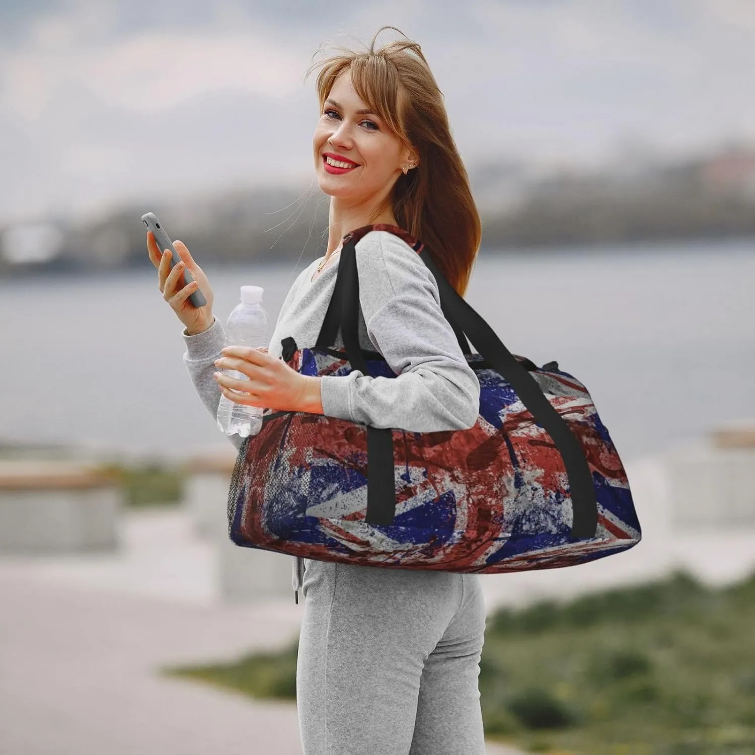United Kingdom Flag Paint Travel Duffel Bag Large Foldable Waterproof Overnight Bag For Beach Swim Bags Pool Sports Gym