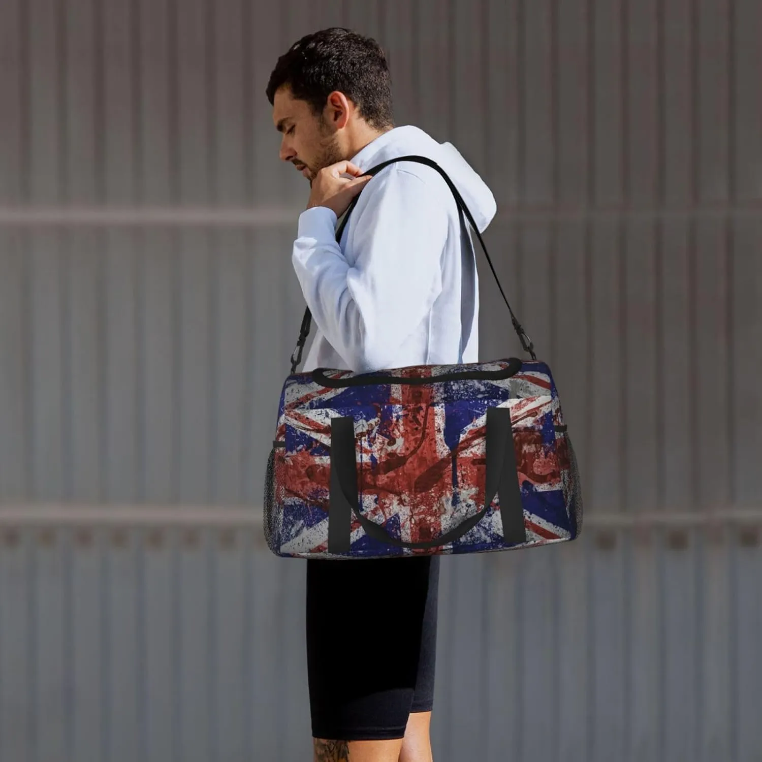 United Kingdom Flag Paint Travel Duffel Bag Large Foldable Waterproof Overnight Bag For Beach Swim Bags Pool Sports Gym