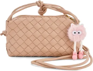 UPSONG Woven Crossbody Bags for Women，Fashion Leather Lightweight Handbags Shoulder Bag Phone Purse Ladies Messenger Bag