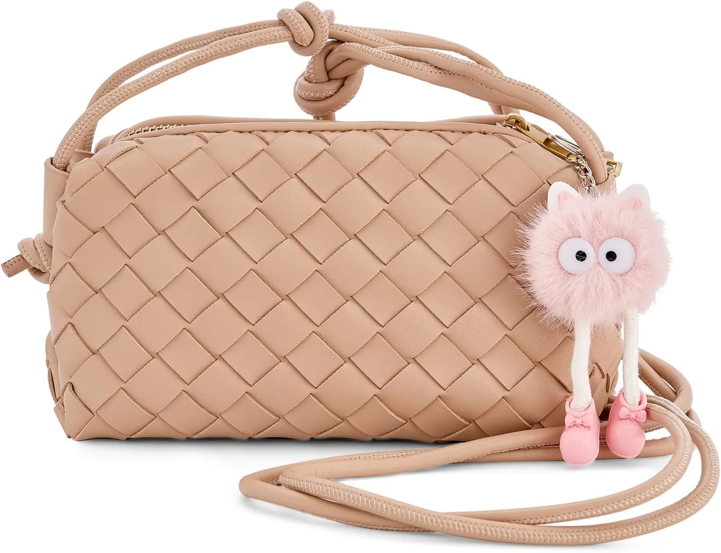 UPSONG Woven Crossbody Bags for Women，Fashion Leather Lightweight Handbags Shoulder Bag Phone Purse Ladies Messenger Bag