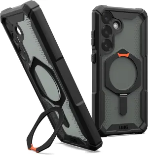 URBAN ARMOR GEAR UAG for Samsung Galaxy S25 Plus Case 6.7" with Kickstand Plasma XTE - Compatible with Magnetic Charging Transparent Rugged Military Drop Tested Protective Cover, Black/Orange