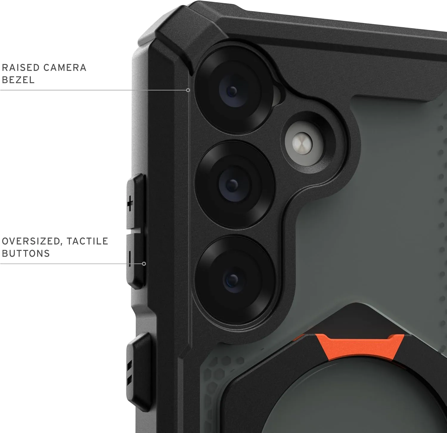 URBAN ARMOR GEAR UAG for Samsung Galaxy S25 Plus Case 6.7" with Kickstand Plasma XTE - Compatible with Magnetic Charging Transparent Rugged Military Drop Tested Protective Cover, Black/Orange