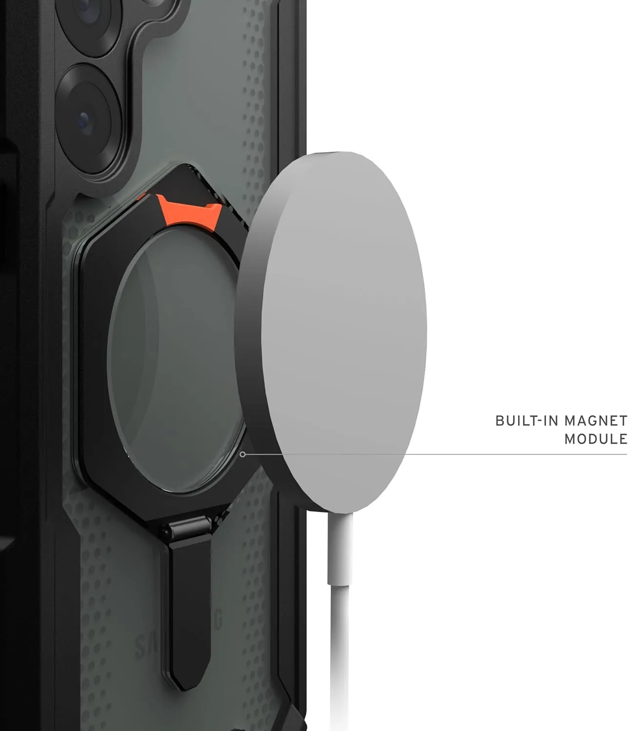 URBAN ARMOR GEAR UAG for Samsung Galaxy S25 Plus Case 6.7" with Kickstand Plasma XTE - Compatible with Magnetic Charging Transparent Rugged Military Drop Tested Protective Cover, Black/Orange