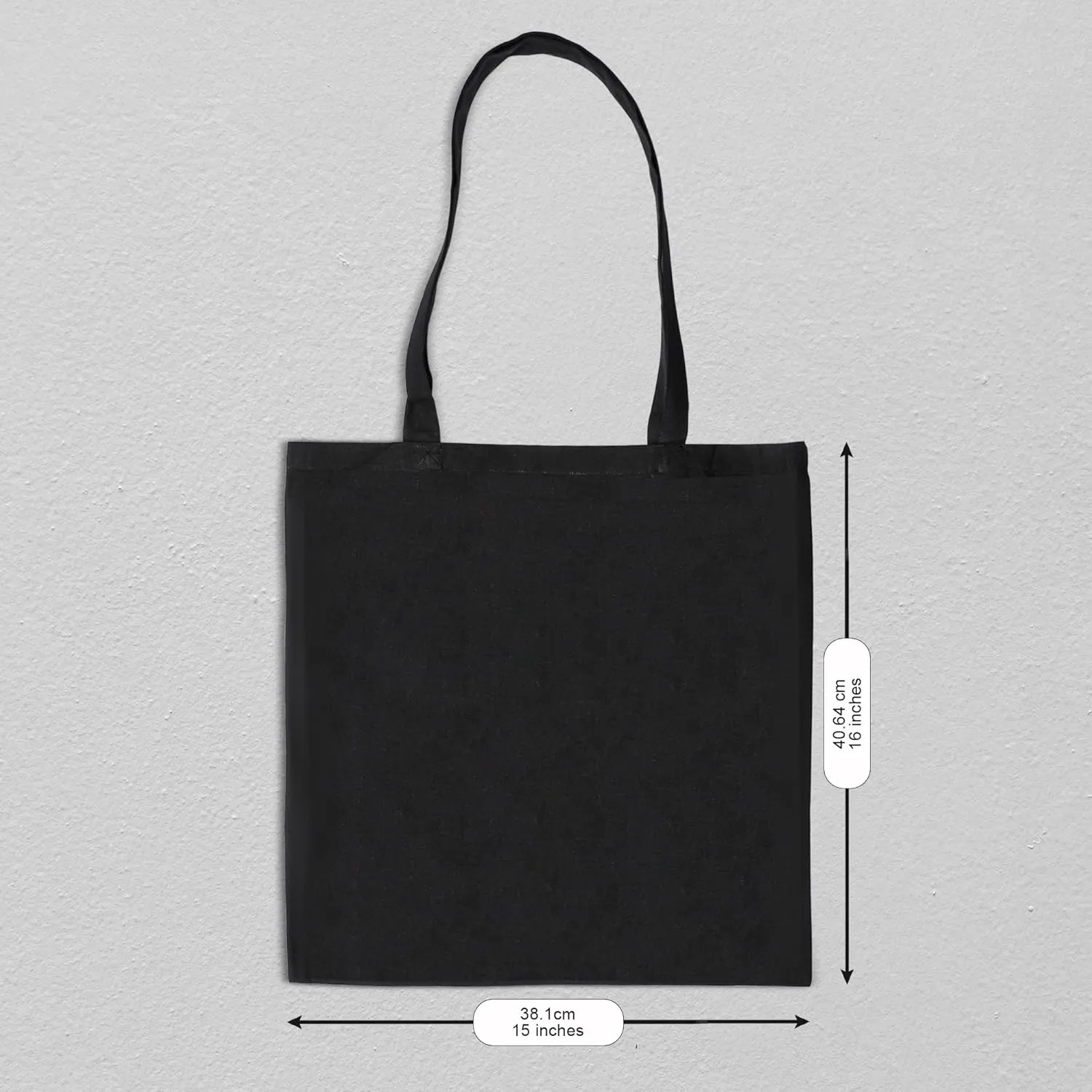 Urban Villa 6 Pack Reusable Grocery Bags 15’’x16’’ with 27’’ long Handle Black Color 100% Cotton Tote Bags Medium Weight Grocery Shopping Cloth Bags Great Choice for Promotion Gift DIY Advertising
