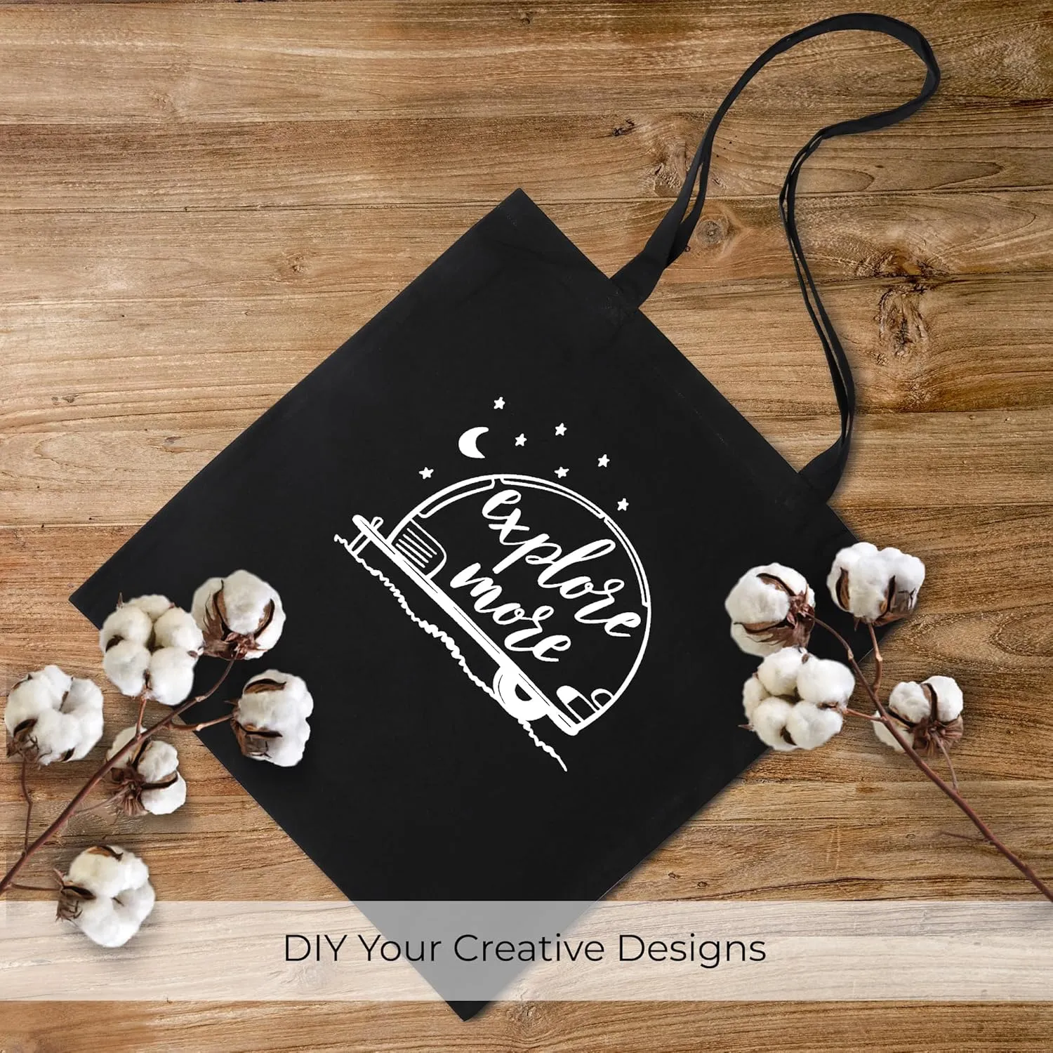 Urban Villa 6 Pack Reusable Grocery Bags 15’’x16’’ with 27’’ long Handle Black Color 100% Cotton Tote Bags Medium Weight Grocery Shopping Cloth Bags Great Choice for Promotion Gift DIY Advertising