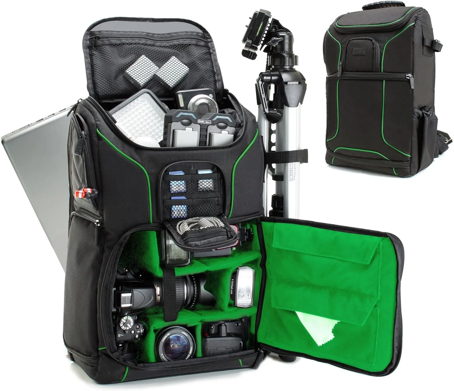 USA Gear Camera Backpack for Photographers DSLR/SLR/Mirrorless Photography Camera Bag with Laptop Compartment, Waterproof Rain Cover & Tripod Holder, Compatible with Canon/Nikon/Sony (Green)