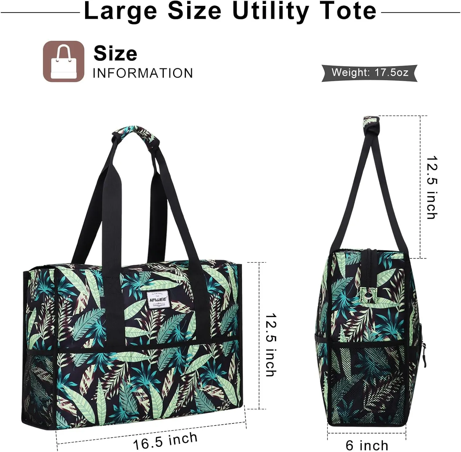 Utility Tote Bag with Laptop Compartment Luggage Sleeve Zippered Multi-pocket Commute Shoulder Purse for Nursing/Work