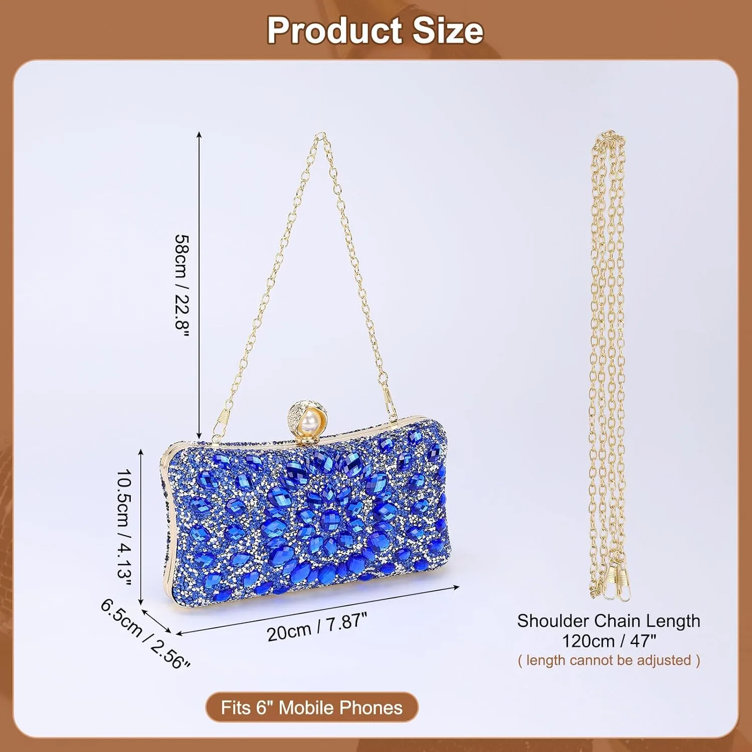 uxcell Evening Bag for Women, Sparkly Crystal Rhinestone Clutch Purse with Chain Strap Shoulder Bag
