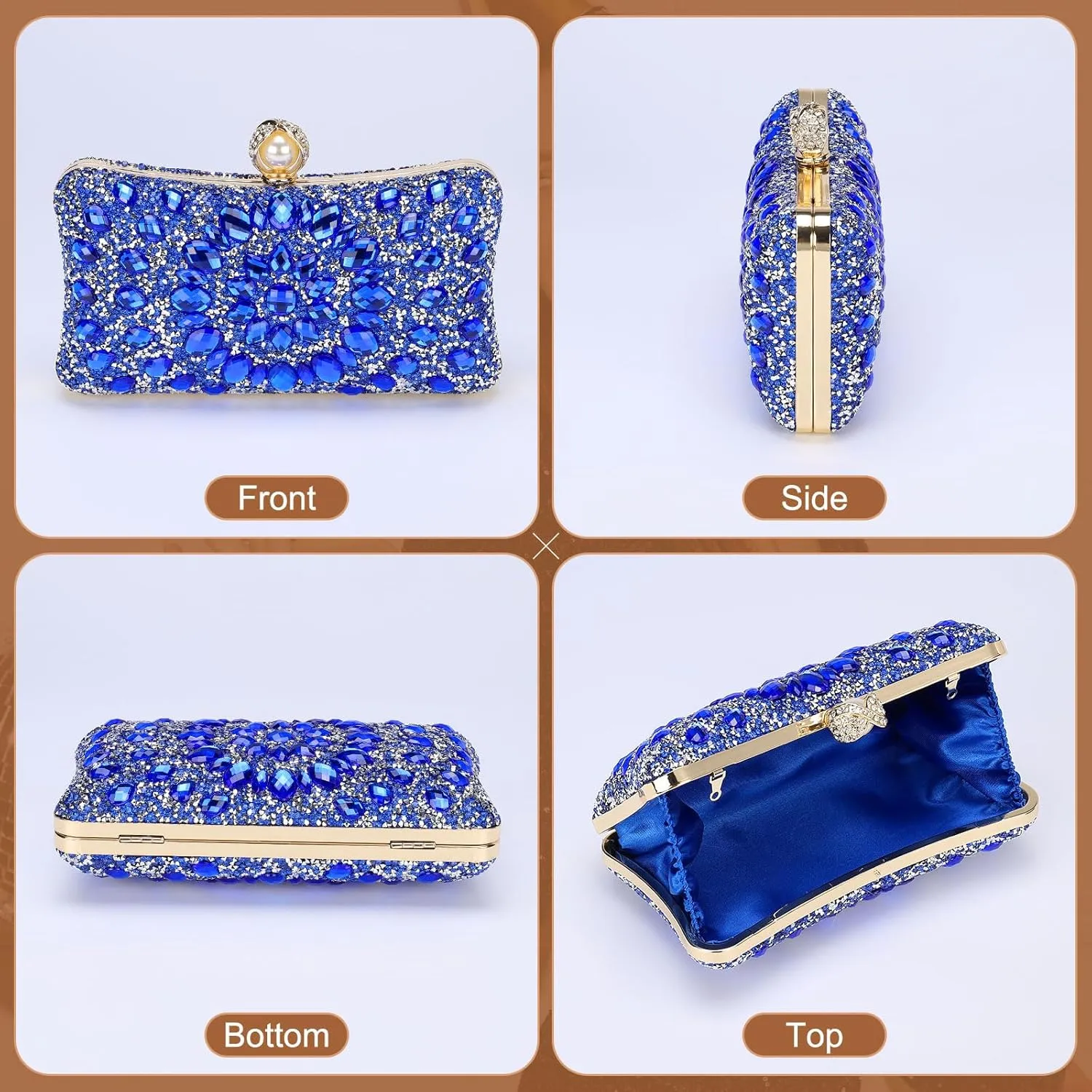 uxcell Evening Bag for Women, Sparkly Crystal Rhinestone Clutch Purse with Chain Strap Shoulder Bag