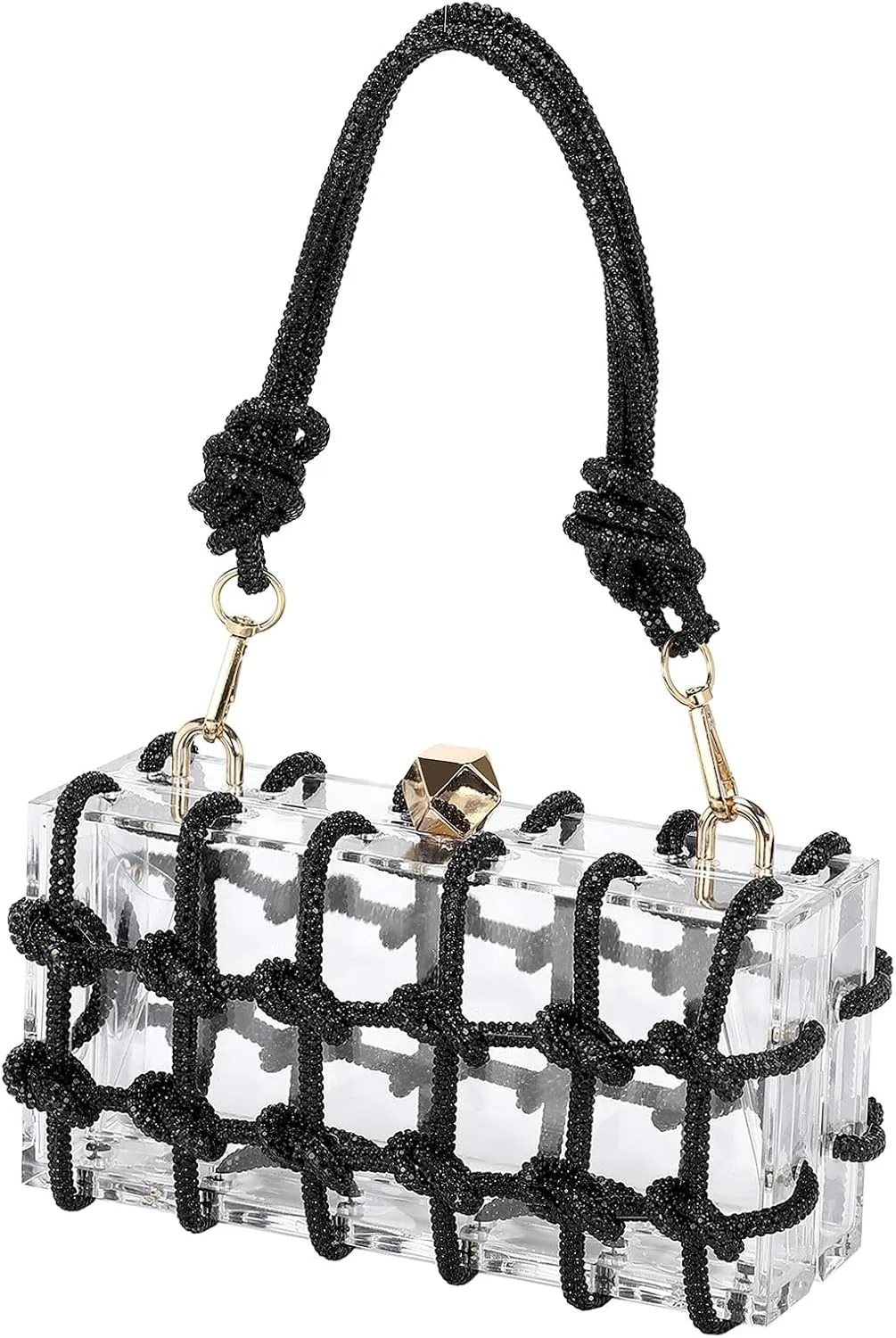 uxcell Evening Bags, Acrylic Clutch Purse Marbling Bag Wedding Prom Party, Black