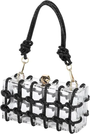 uxcell Evening Bags, Acrylic Clutch Purse Marbling Bag Wedding Prom Party, Black