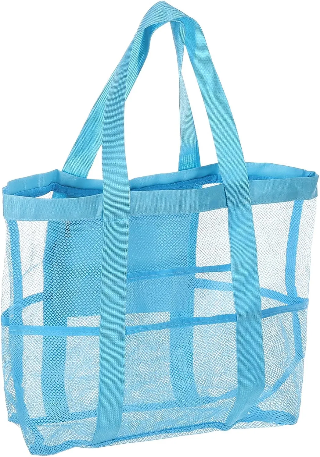uxcell Mesh Beach Tote Bag, 1Pcs 17" x 13" x 5" Upgraded Beach Towel Bags, Waterproof Pool Bag for Beach Vacation and Travel Daily (Blue)