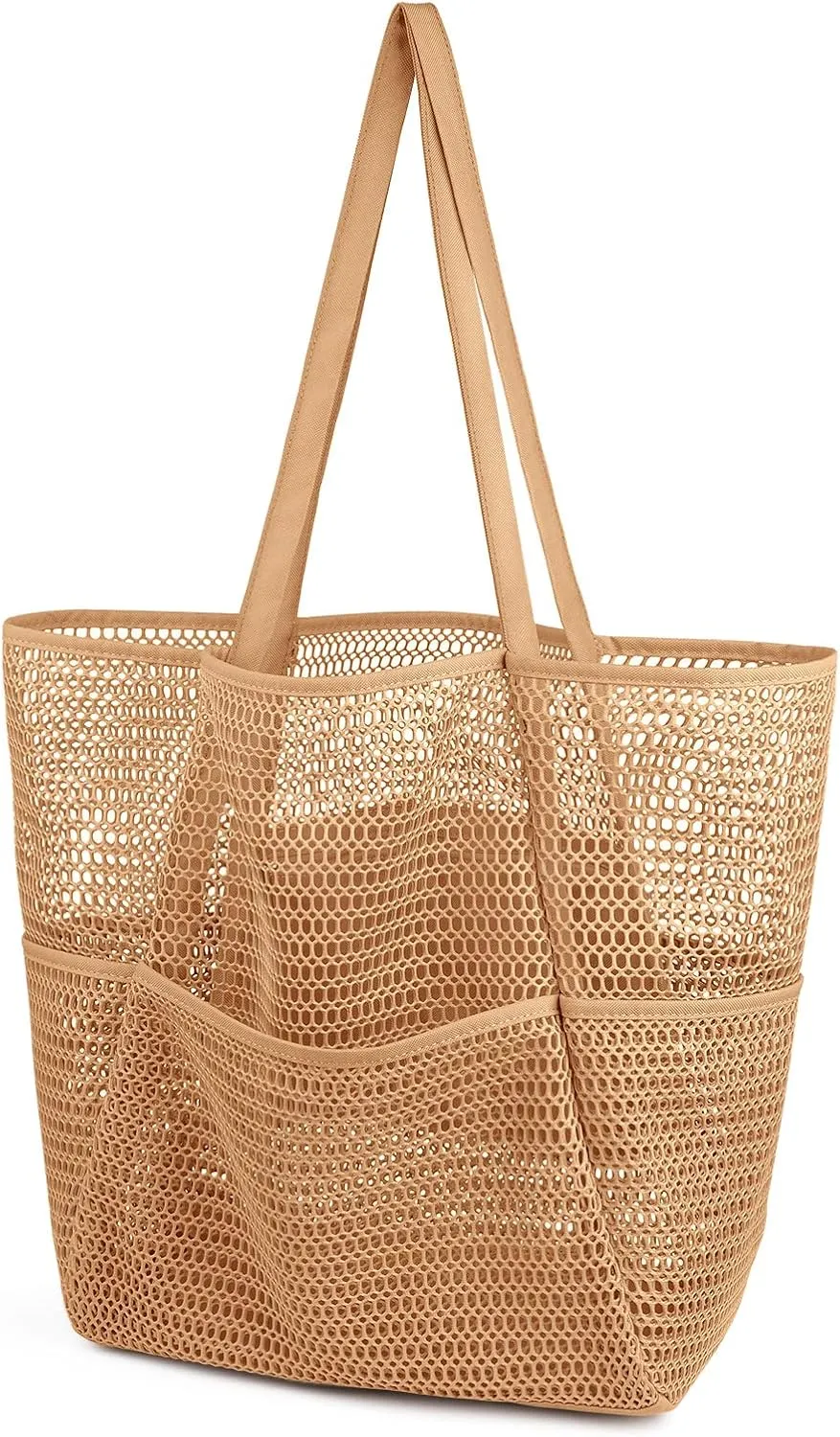 VADOO Mesh Beach Tote Bag, Beach Bags for Women Large Mesh Shoulder Handbags for Picnic Vacation Swimming