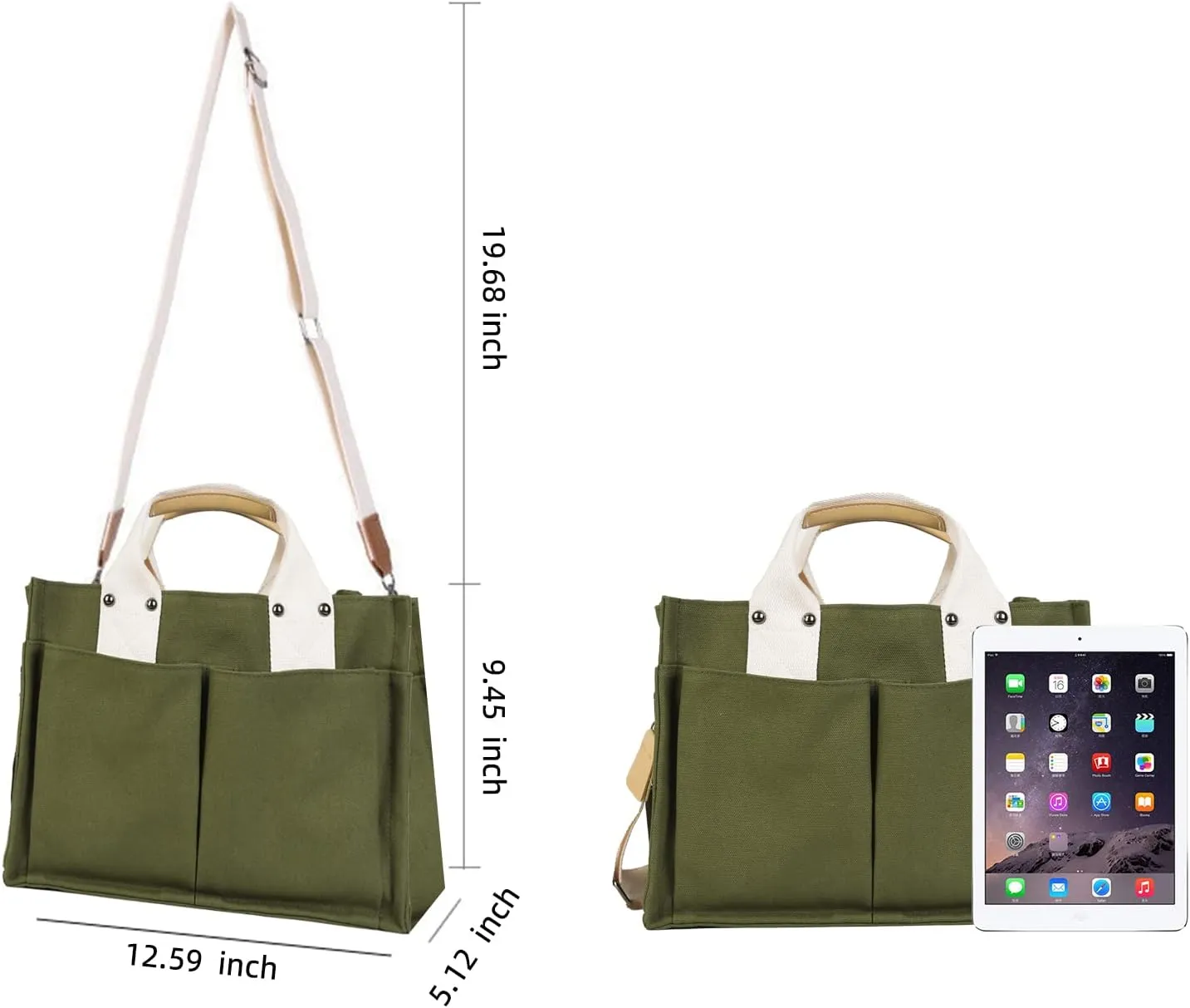 Valleycomfy Canvas Tote Bags for Women Large Shoulder Hobo Bags Handbags Purse Satchel Purses Multi-pockets Casual Work Bags