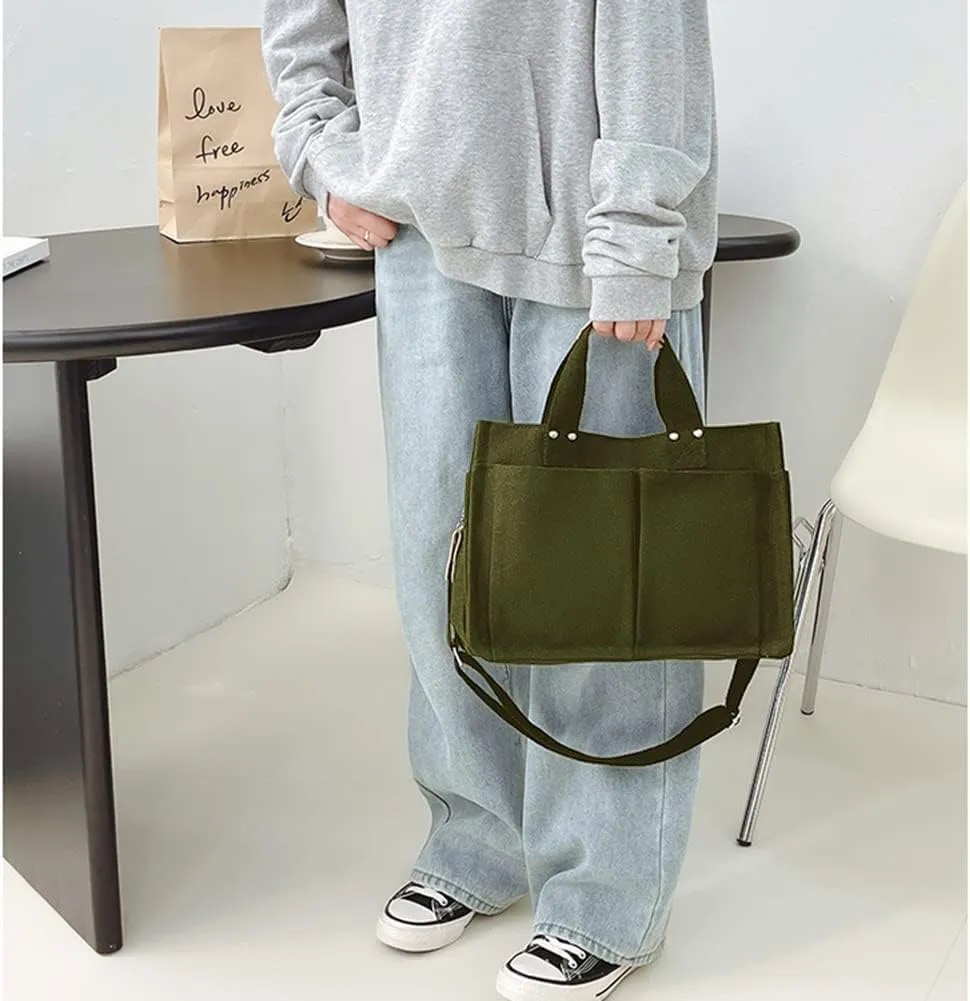 Valleycomfy Canvas Tote Bags for Women Large Shoulder Hobo Bags Handbags Purse Satchel Purses Multi-pockets Casual Work Bags