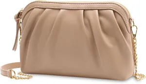 VASCHY Clutch Purse for Women,Fashion Ruched Vegan Leather Small Formal Evening Handbag Crossbody Shoulder Bag Wedding,Party