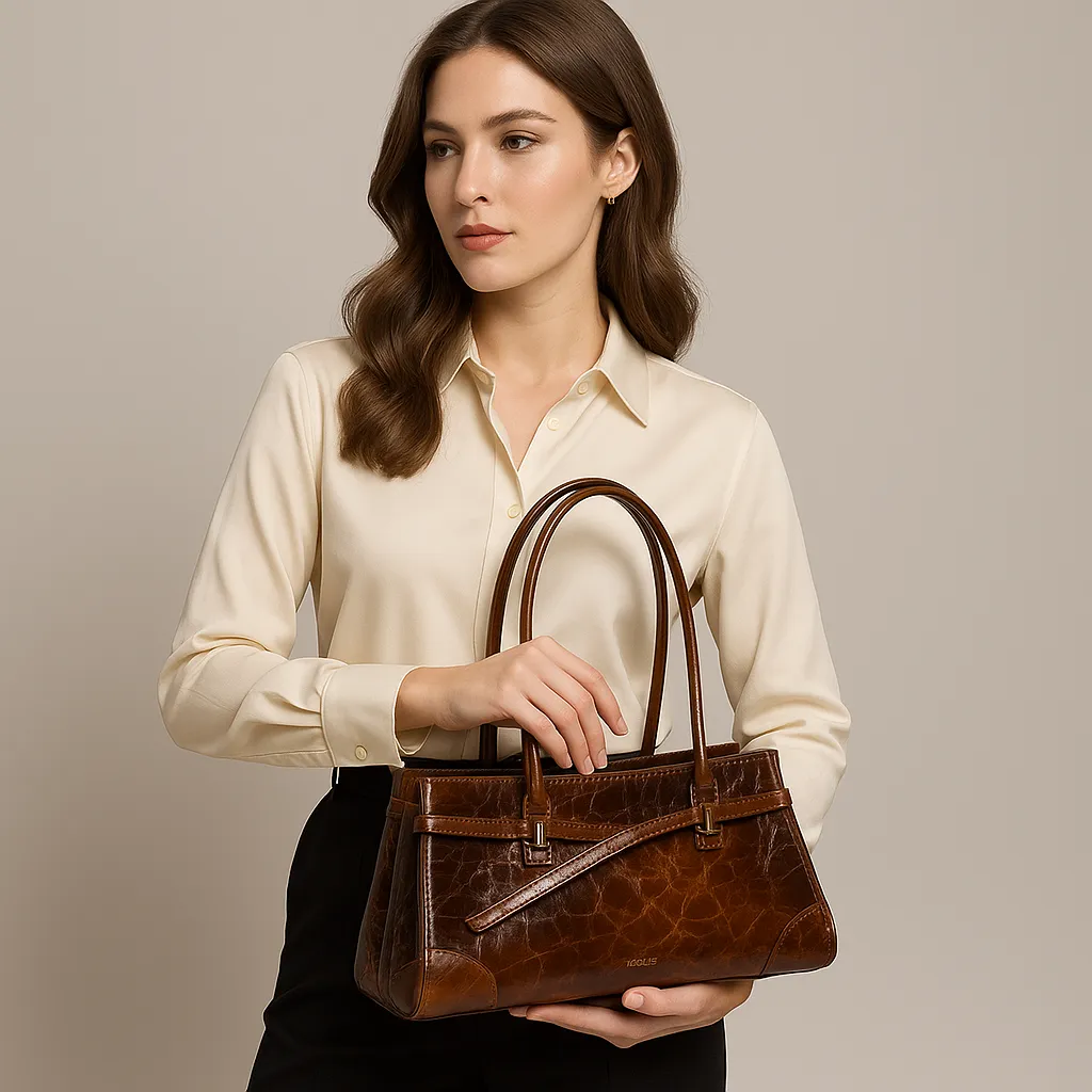 Veloria™ Vintage Leather Baguette Bag