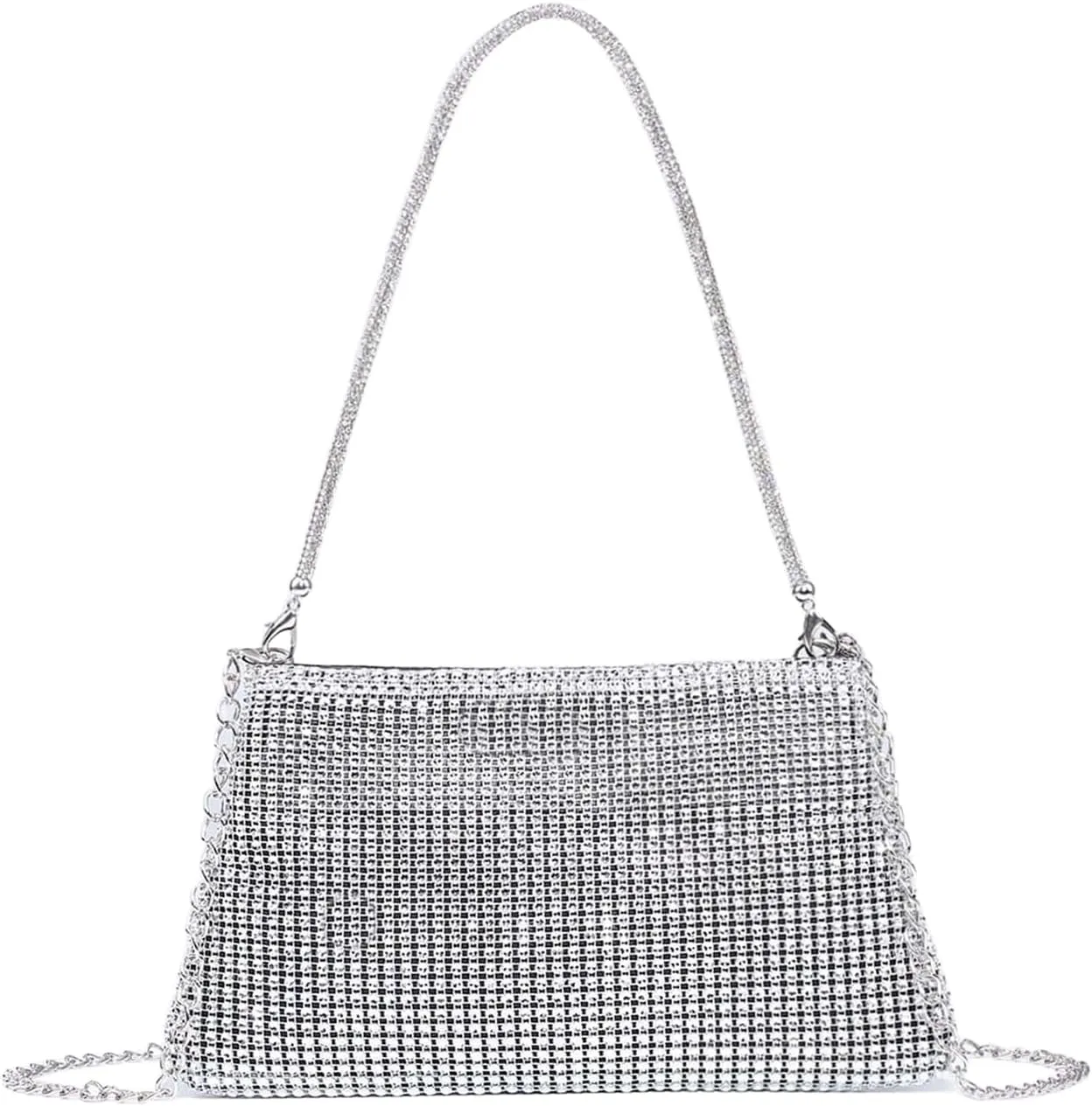 Verdusa Women's Rhinestone Clutch Purses Wedding Shiny Evening Bags Glitter Shoulder Bag Party Prom Hobo Handbag