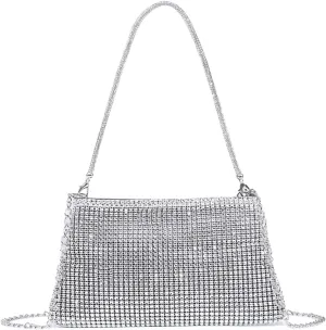 Verdusa Women's Rhinestone Clutch Purses Wedding Shiny Evening Bags Glitter Shoulder Bag Party Prom Hobo Handbag