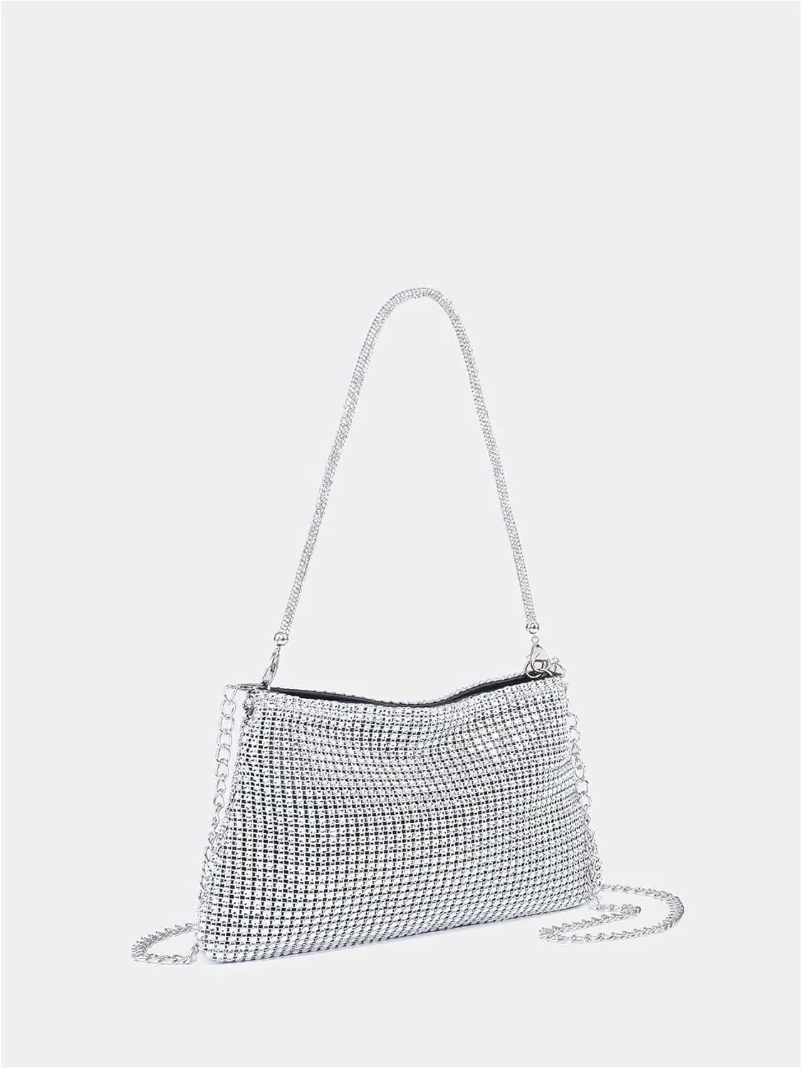 Verdusa Women's Rhinestone Clutch Purses Wedding Shiny Evening Bags Glitter Shoulder Bag Party Prom Hobo Handbag