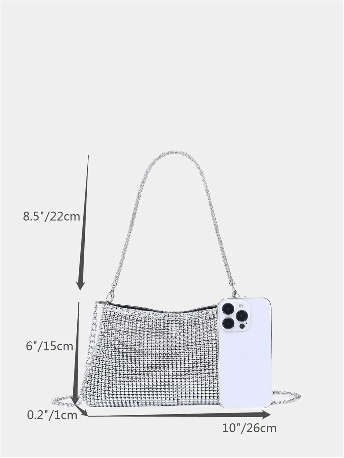 Verdusa Women's Rhinestone Clutch Purses Wedding Shiny Evening Bags Glitter Shoulder Bag Party Prom Hobo Handbag