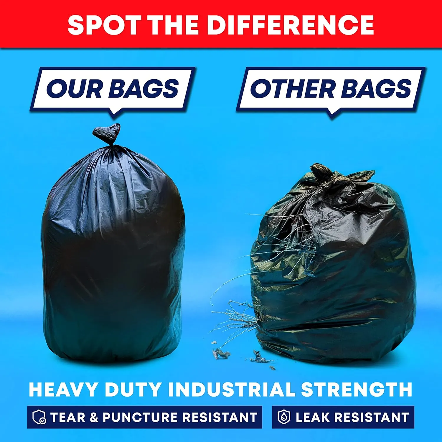 Veska 95-96 Gallon Trash Bags, (ValuePack 25 Bags w/Ties) 100 Gallon Extra Large Trash Bags, 90 Gallon, 95 Gallon, 96 Gallon Heavy Duty Big Garbage Bags