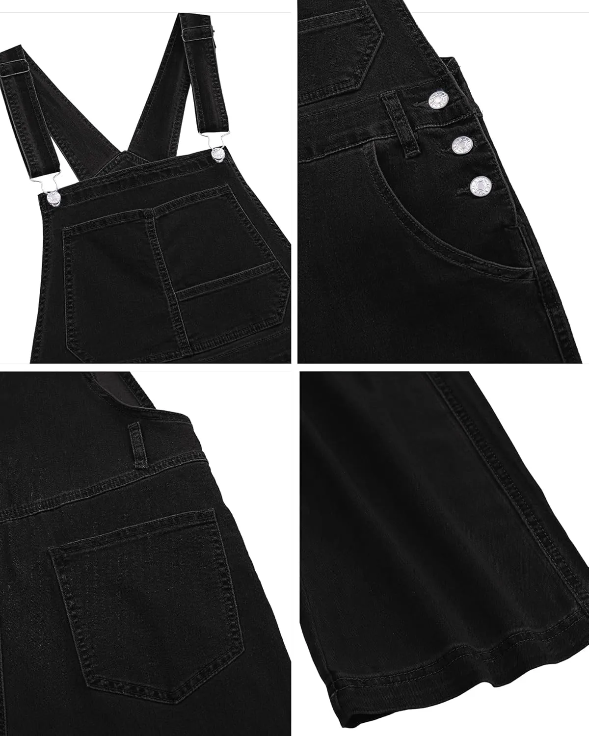Vetinee Jean Overalls for Women Loose Fit Stretchy Denim Jumpsuit Baggy Bib Casual Straight Leg Pocket Dungaree Overall