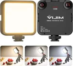 VIJIM LED Video Light, VL81 On Camera Light with 3 Cold Shoe Rechargeable 3000mAh Battery Bicolor Dimmable 3200K-5600K CRI95  Portable Photography Photo Lighting Panel for YouTube DSLR Camcorder Vlog