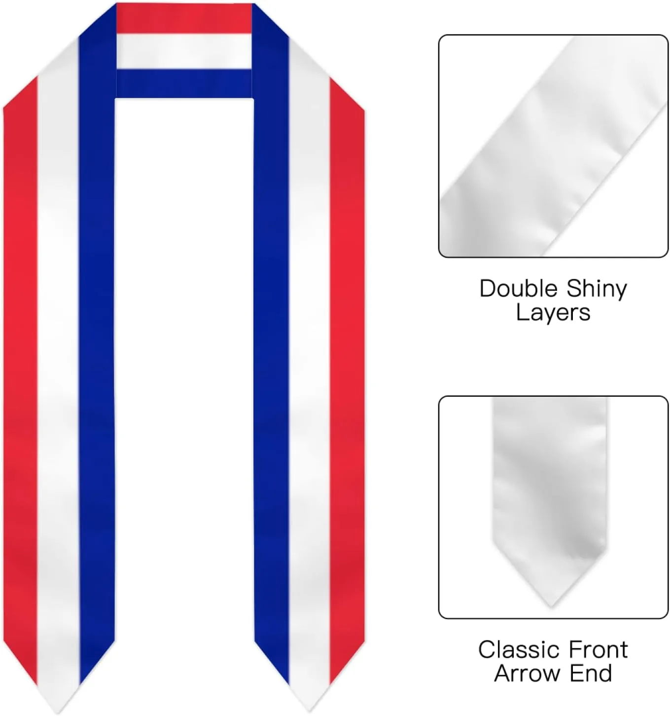 Vintage Flag Graduation Stole Scarf Shawl Sash for Abroad Student International Study Class of 2024