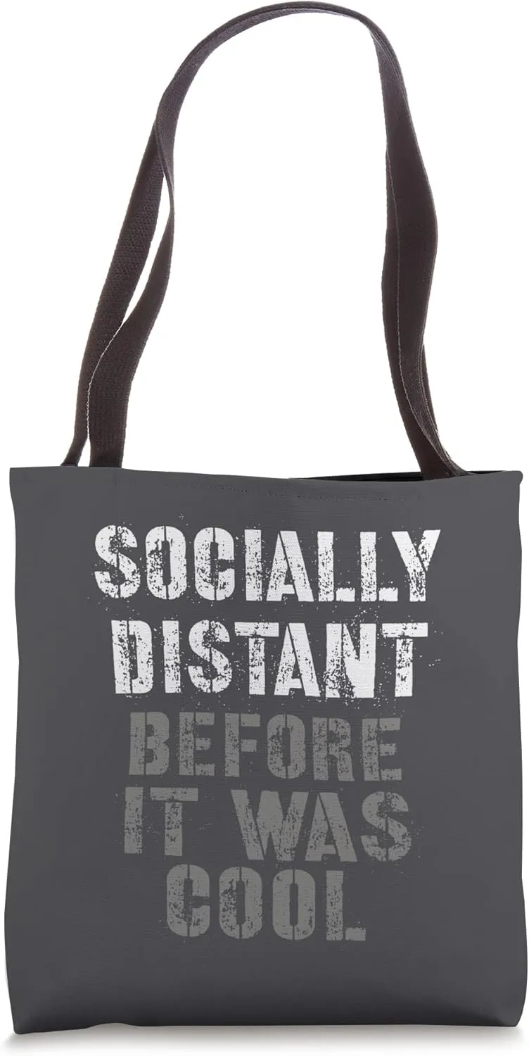 Vintage SOCIALLY DISTANT Before It Was Cool Introvert Squad Tote Bag