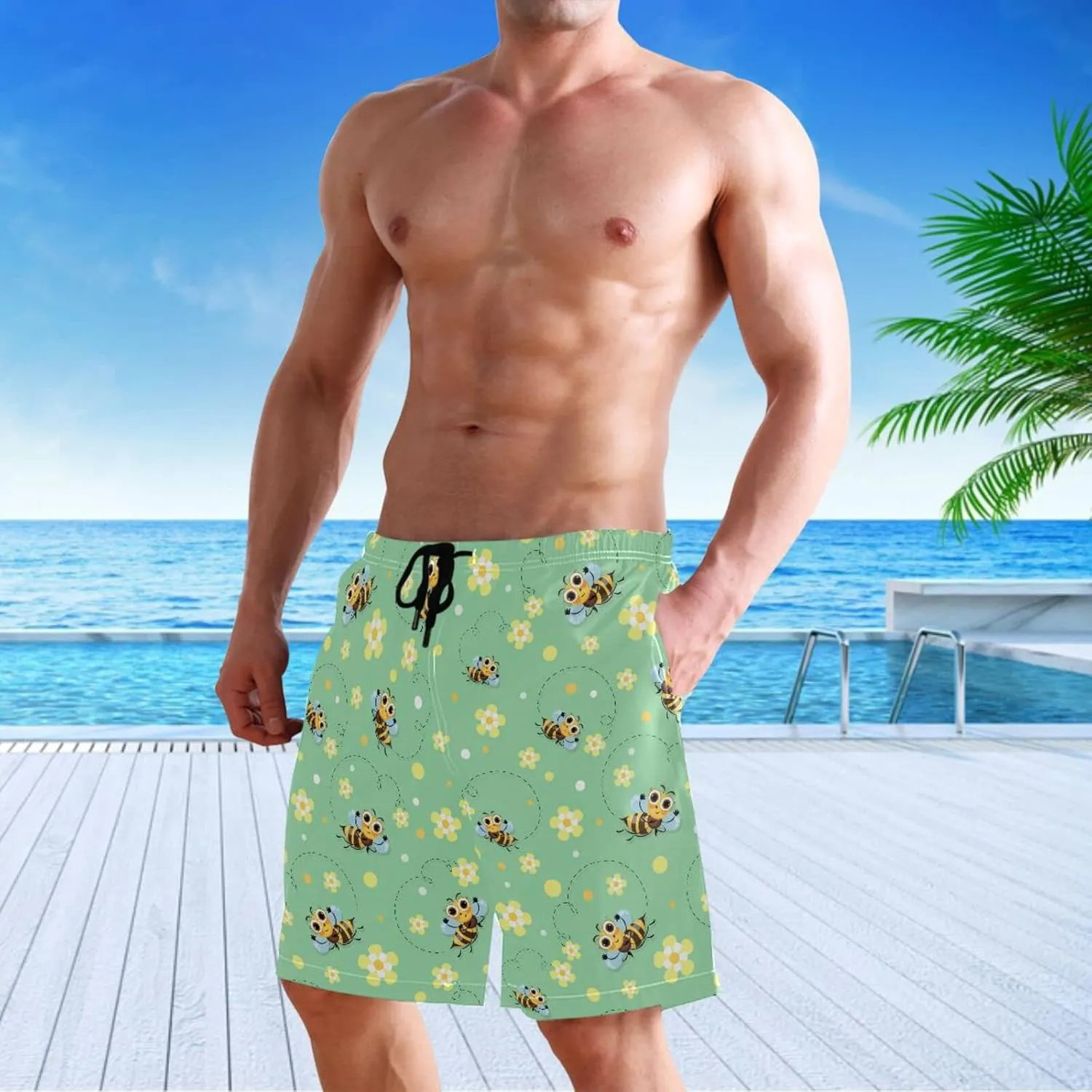 visesunny Cool Mens Novelty Swim Trunks Quick Dry Summer Board Beach Shorts with Mesh Lining and Pockets