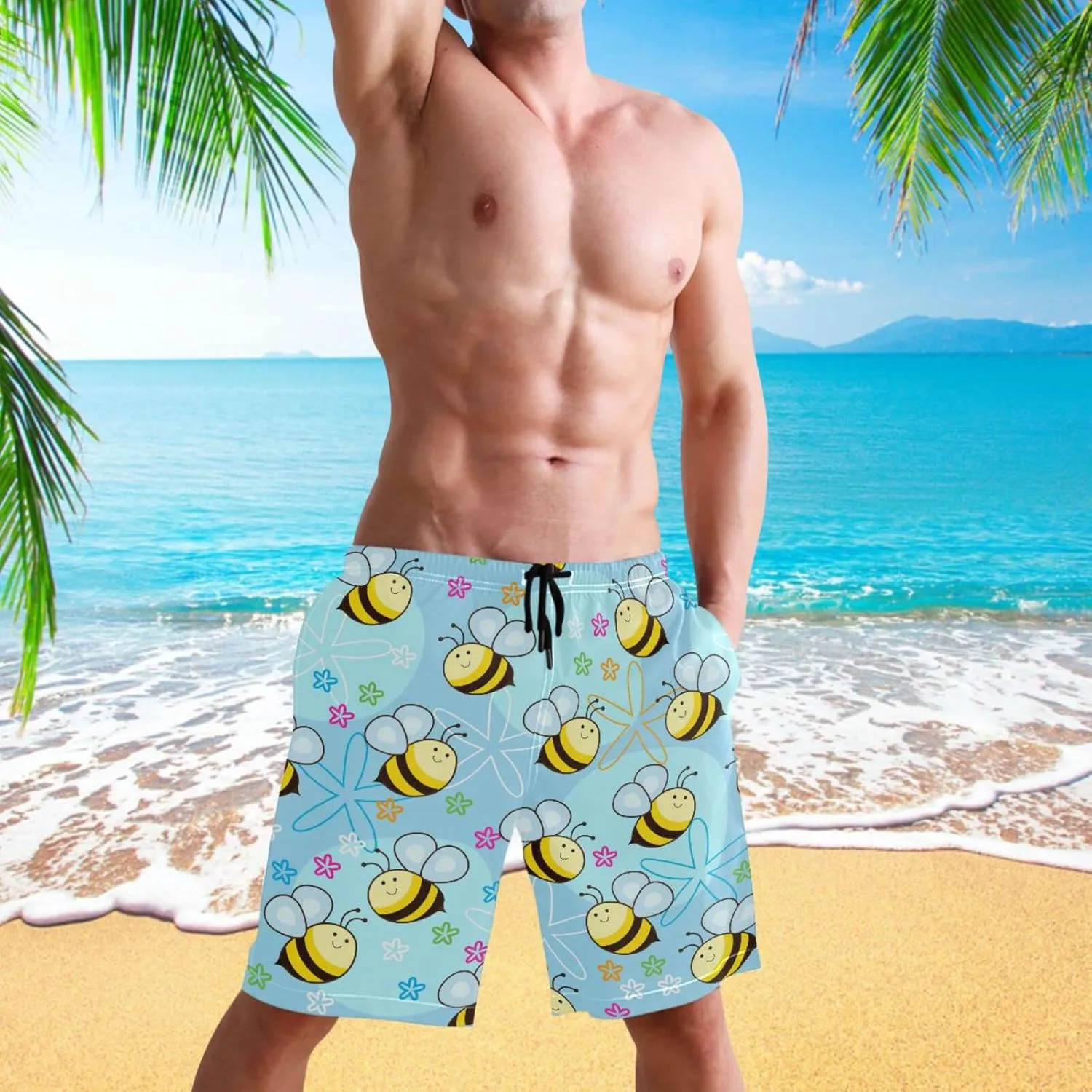 visesunny Cool Mens Novelty Swim Trunks Quick Dry Summer Board Beach Shorts with Mesh Lining and Pockets