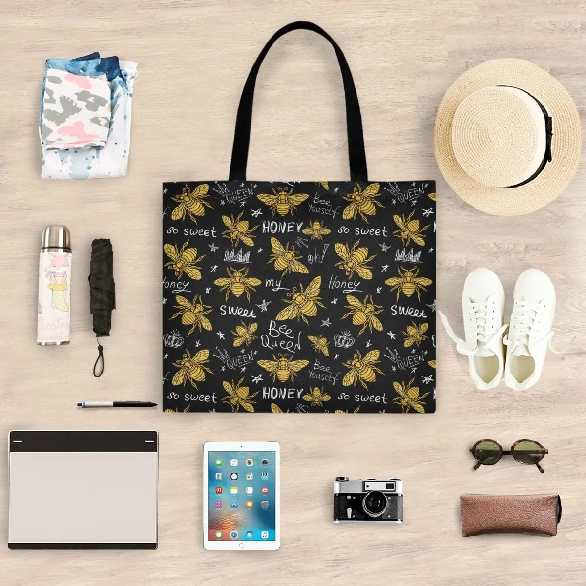 visesunny Large Tote Bag Shoulder Bag Shopping Casual Travel Bag Handbags for Women Lady Girl Teens Gym Beach Daily