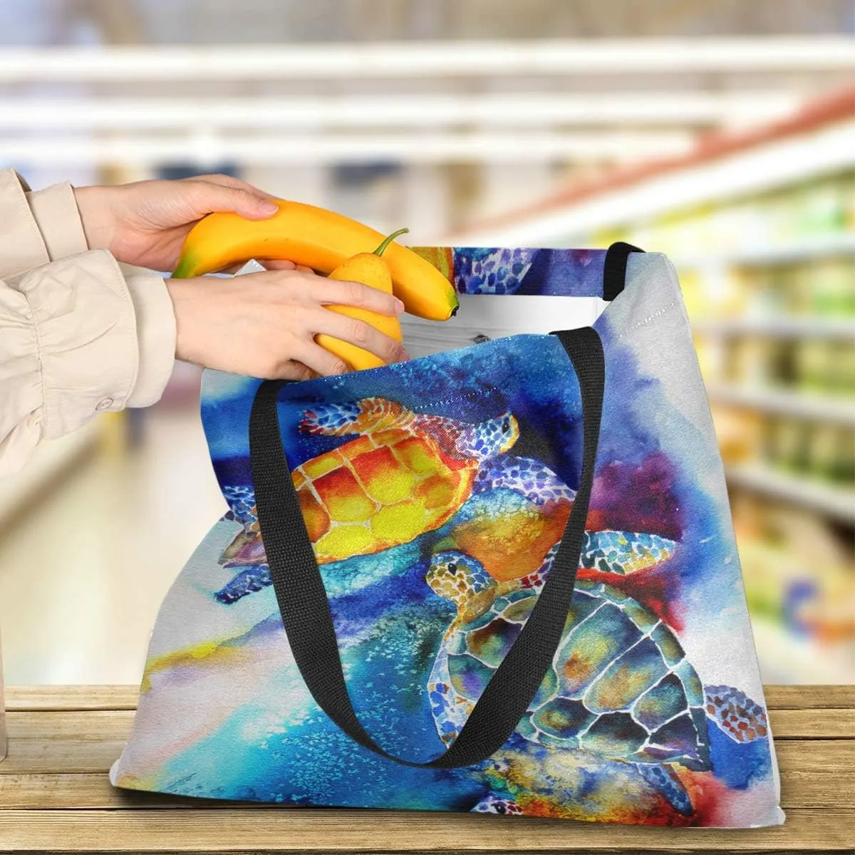 visesunny Large Women Casual Shoulder Bag Handbag Shopping Grocery Canvas Bag