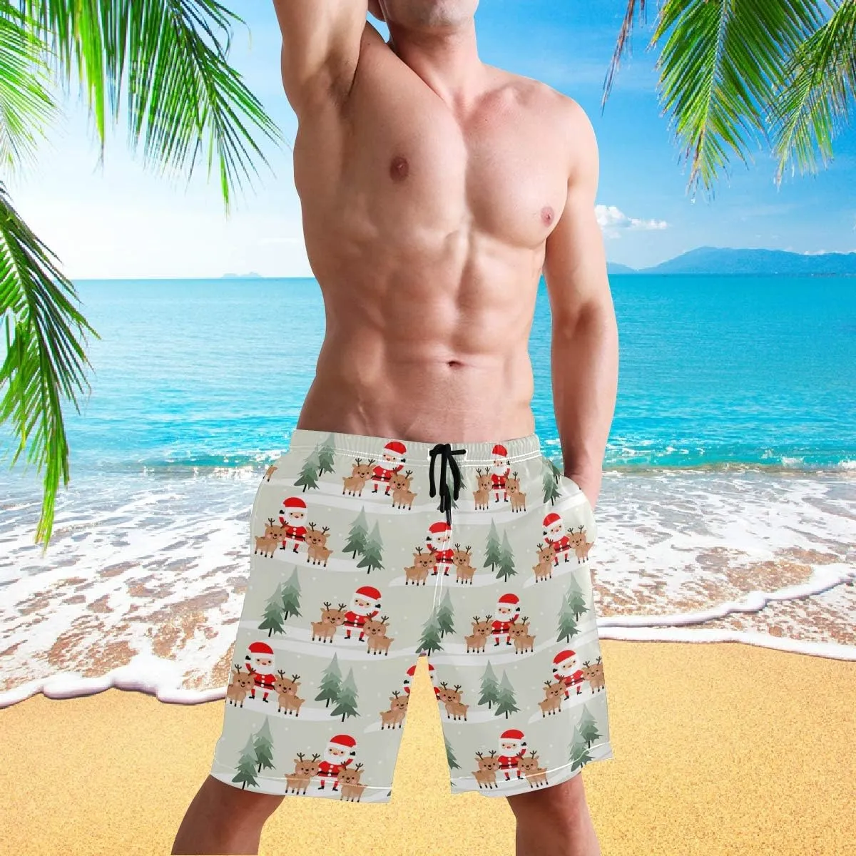 visesunny Men's Novelty Beach Shorts Quick Dry Swimwear Sports Running Swim Board Shorts Bathing Suits Mesh Lining