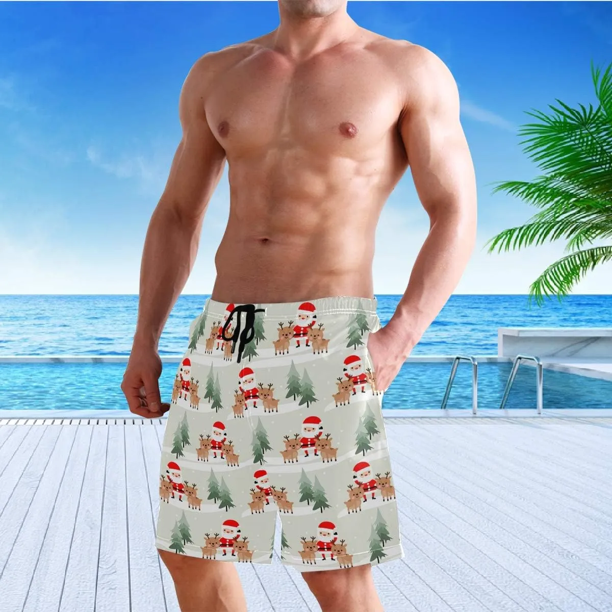 visesunny Men's Novelty Beach Shorts Quick Dry Swimwear Sports Running Swim Board Shorts Bathing Suits Mesh Lining