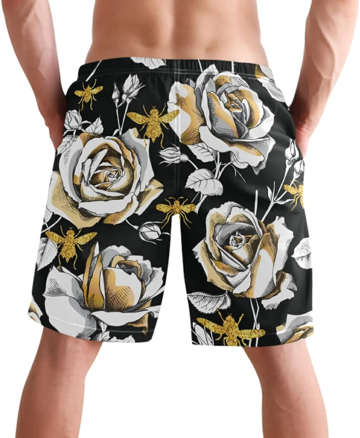 visesunny Stylish Mens Swim Trunks Quick Dry Beachwear Sports Running Swim Board Shorts Bathing Suits Mesh Lining