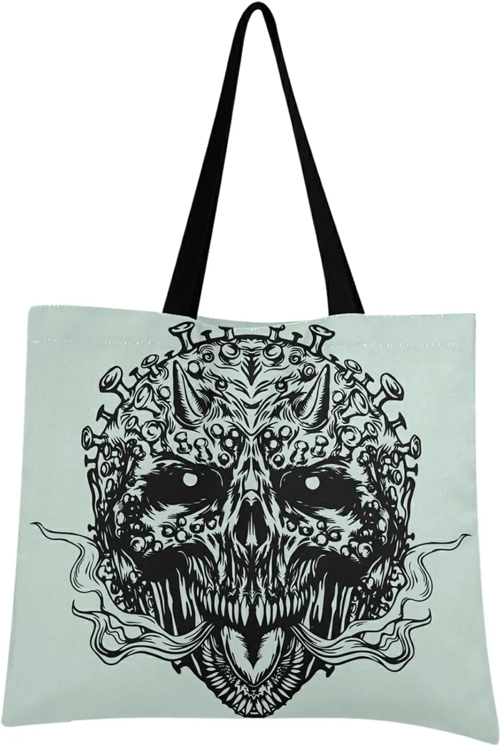 visesunny Women Extra Large Tote Bag Stylish Skull Monster Shoulder Bags Ladies Beach Travel Reusable Grocery Shopping Portable Storage Handbag