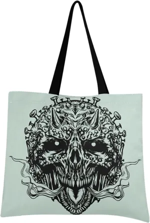 visesunny Women Extra Large Tote Bag Stylish Skull Monster Shoulder Bags Ladies Beach Travel Reusable Grocery Shopping Portable Storage Handbag