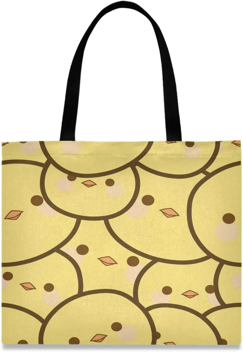 visesunny Women's Large Canvas Tote Shoulder Bag Chick Face Top Storage Handle Shopping Bag Casual Reusable Tote Bag for Beach,Travel,Groceries,Books