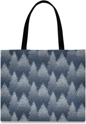 visesunny Women's Large Canvas Tote Shoulder Bag Christmas Coniferous Forest Top Storage Handle Shopping Bag Casual Reusable Tote Bag for Beach,Travel,Groceries,Books