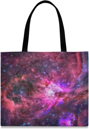 visesunny Women's Large Canvas Tote Shoulder Bag Nebula And Star In Deep Space Top Storage Handle Shopping Bag Casual Reusable Tote Bag for Beach,Travel,Groceries,Books