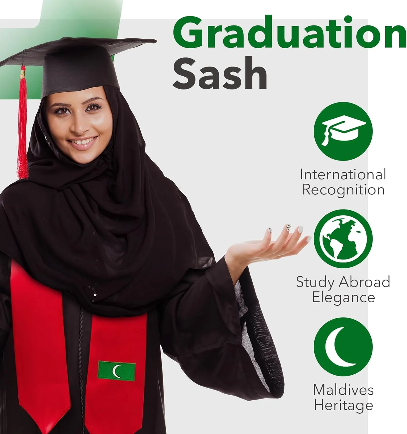 Vision Wear - Southern Asia Flag Graduation Sash/Stole - Luxurious Cultural Symbol - Embrace Your Heritage-Pride & Honor Sash