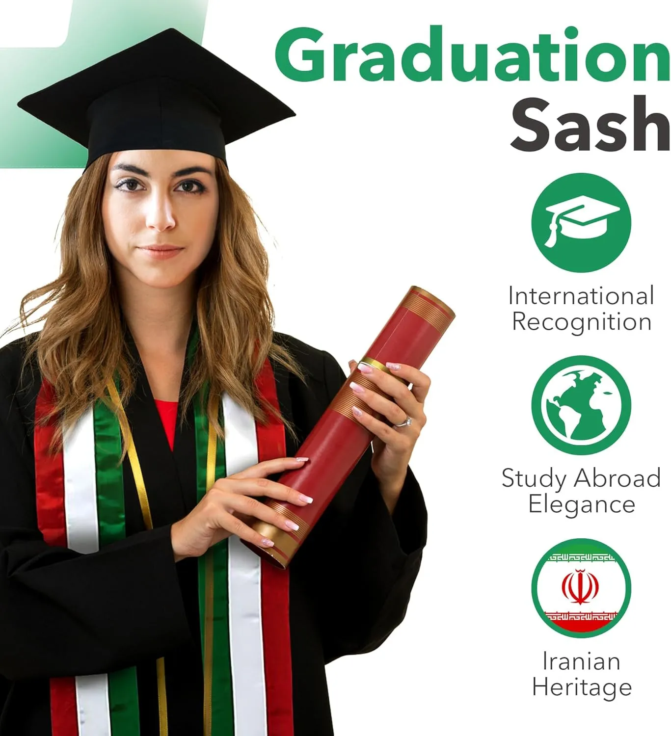 Vision Wear - Southern Asia Flag Graduation Sash/Stole - Luxurious Cultural Symbol - Embrace Your Heritage-Pride & Honor Sash