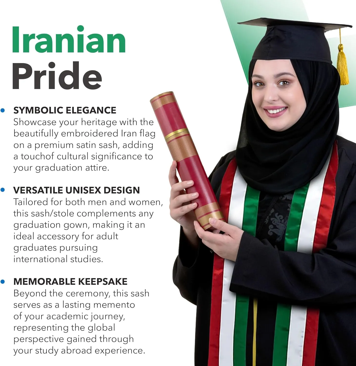 Vision Wear - Southern Asia Flag Graduation Sash/Stole - Luxurious Cultural Symbol - Embrace Your Heritage-Pride & Honor Sash