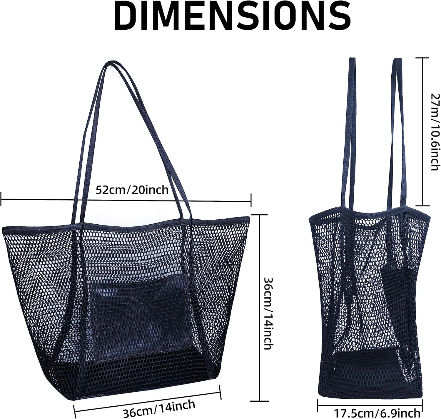 VKIOIP Women Mesh Tote Beach Bag,Shoulder Bag for Vacation，Picnic