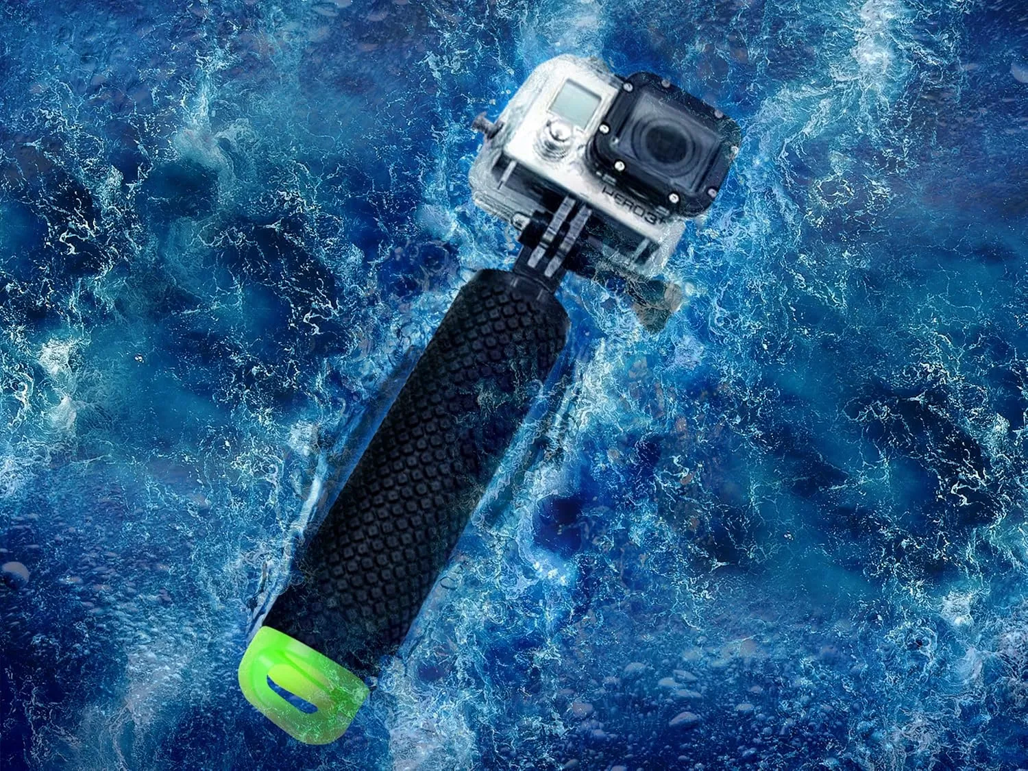 Waterproof Floating Hand Grip Compatible with GoPro Hero 12 11 10 9 8 7 6 5 4 3  2 1 Session Black Silver Camera Handler & Handle Mount Accessories Kit for Water Sport and Action Cameras (Green)