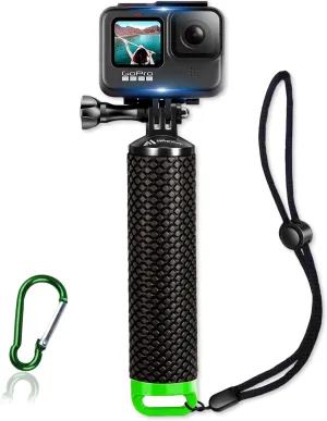 Waterproof Floating Hand Grip Compatible with GoPro Hero 12 11 10 9 8 7 6 5 4 3  2 1 Session Black Silver Camera Handler & Handle Mount Accessories Kit for Water Sport and Action Cameras (Green)