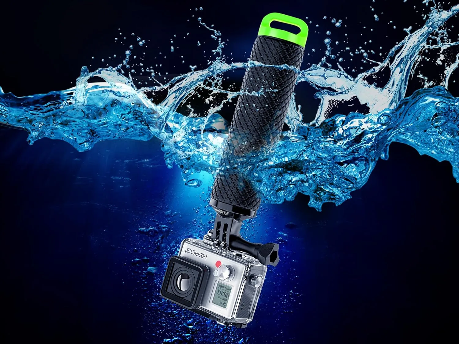 Waterproof Floating Hand Grip Compatible with GoPro Hero 12 11 10 9 8 7 6 5 4 3  2 1 Session Black Silver Camera Handler & Handle Mount Accessories Kit for Water Sport and Action Cameras (Green)